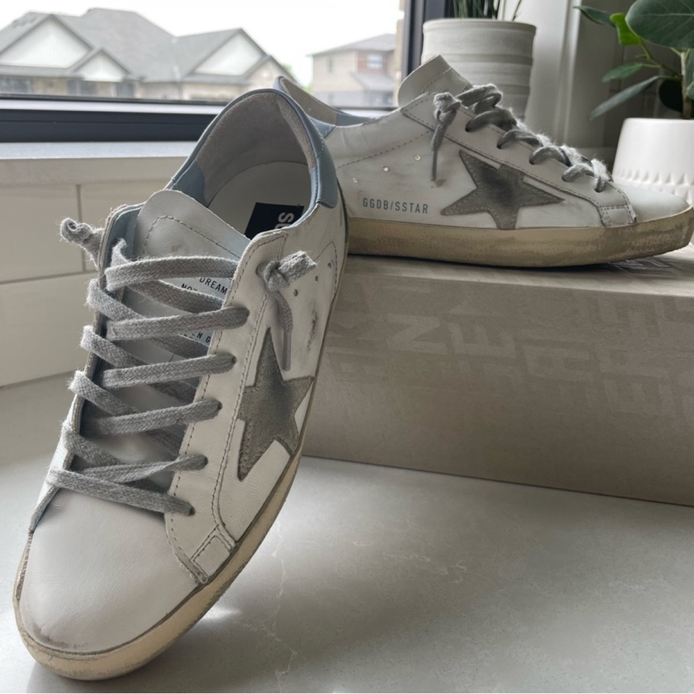 Golden Goose Super-Star White/Ice/Powder Blue Sz 40
